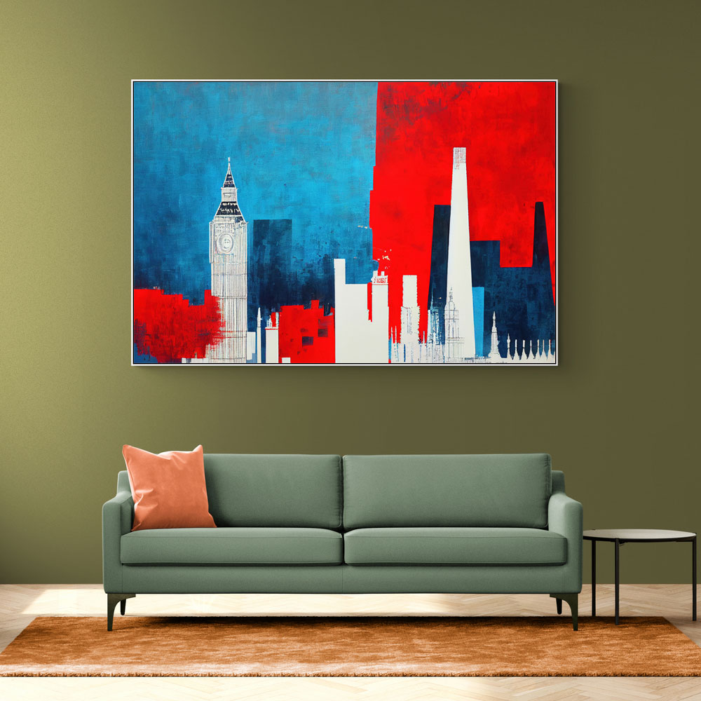 London Red & Blue Skyline Abstract