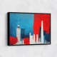 London Red & Blue Skyline Abstract