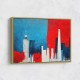 London Red & Blue Skyline Abstract