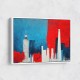 London Red & Blue Skyline Abstract