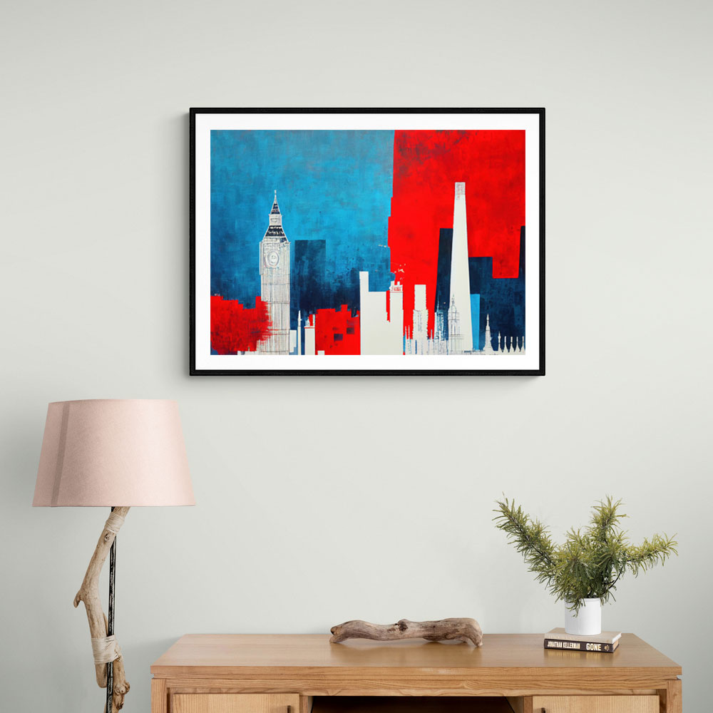 London Red & Blue Skyline Abstract