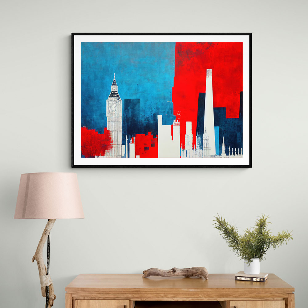 London Red & Blue Skyline Abstract