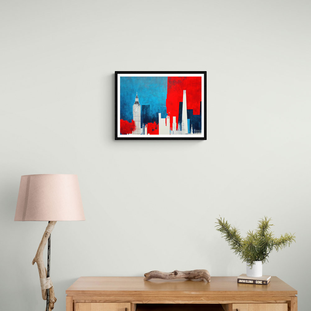 London Red & Blue Skyline Abstract