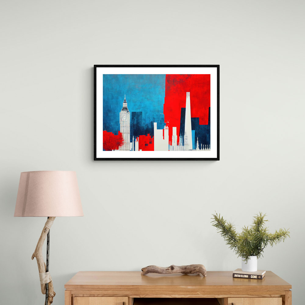 London Red & Blue Skyline Abstract