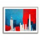 London Red & Blue Skyline Abstract