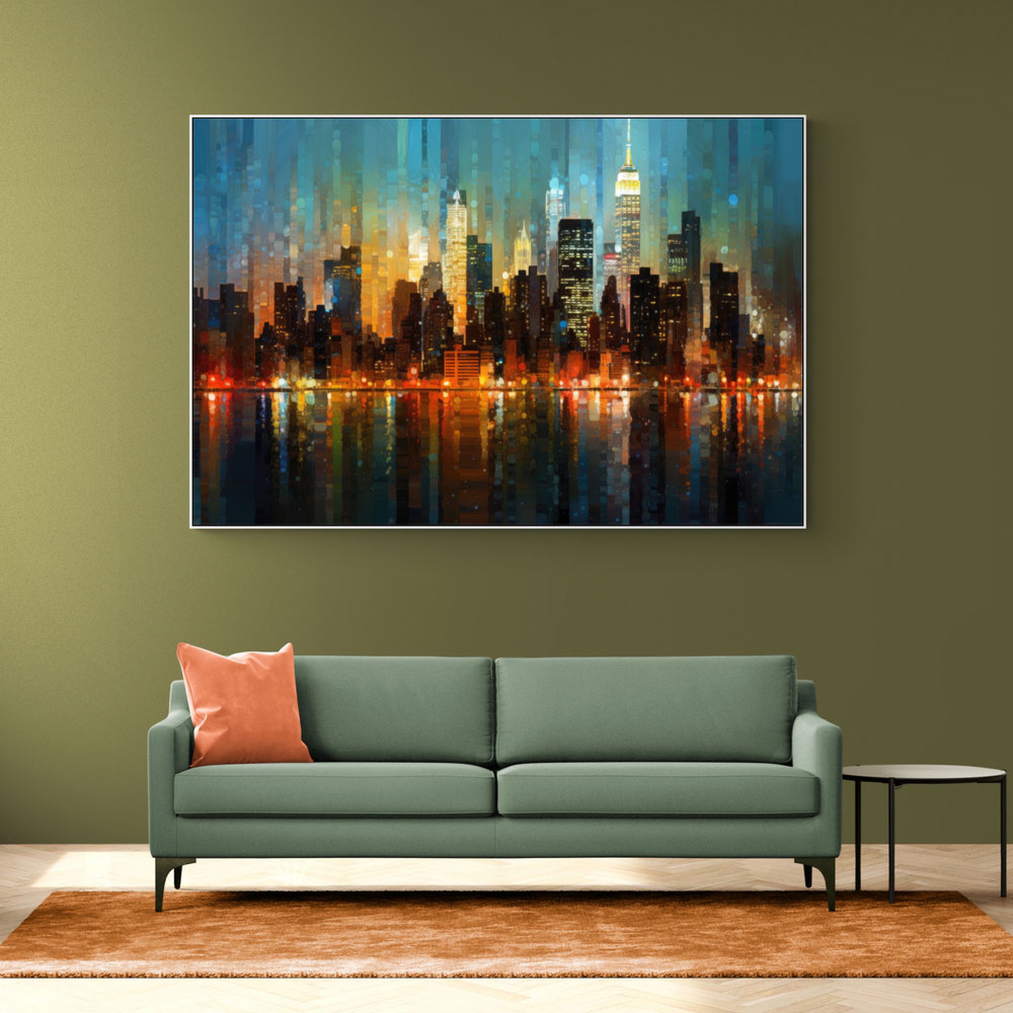 Abstract City Night Skyline Wall Art