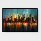 Abstract City Night Skyline Wall Art