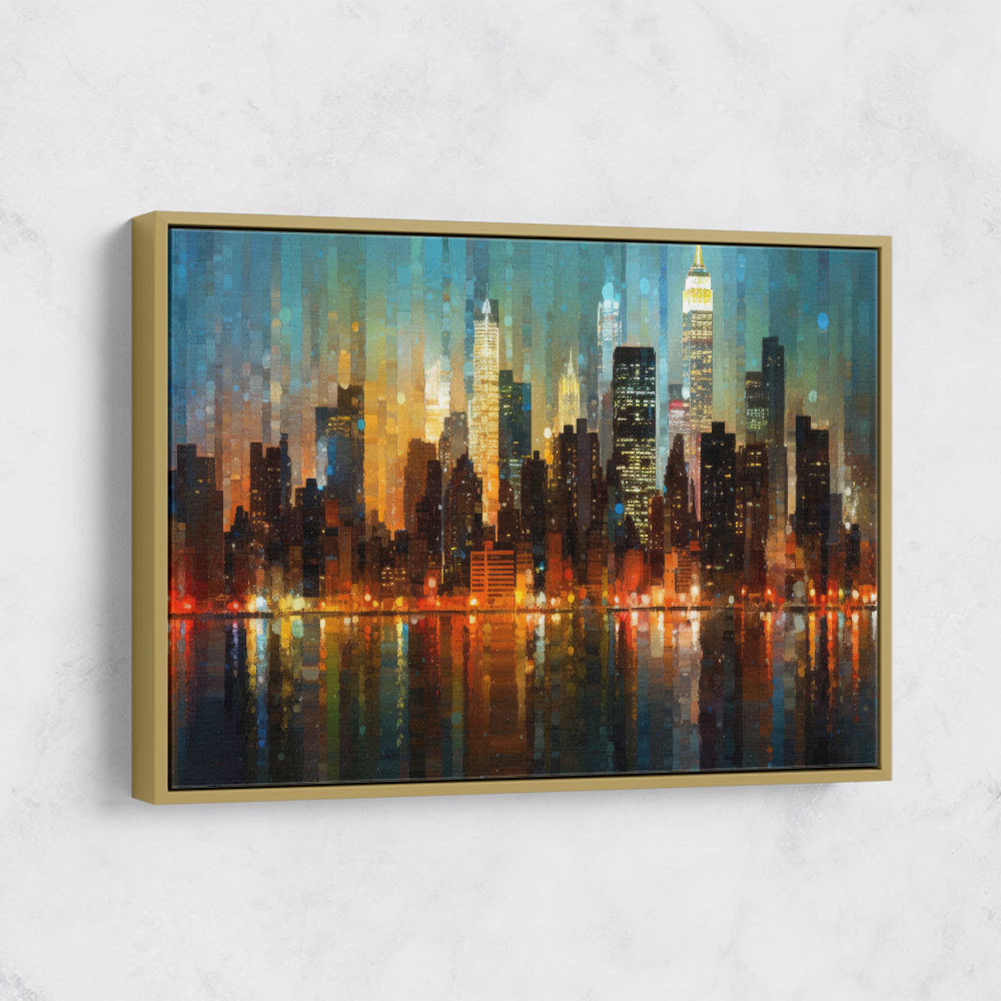 Abstract City Night Skyline Wall Art