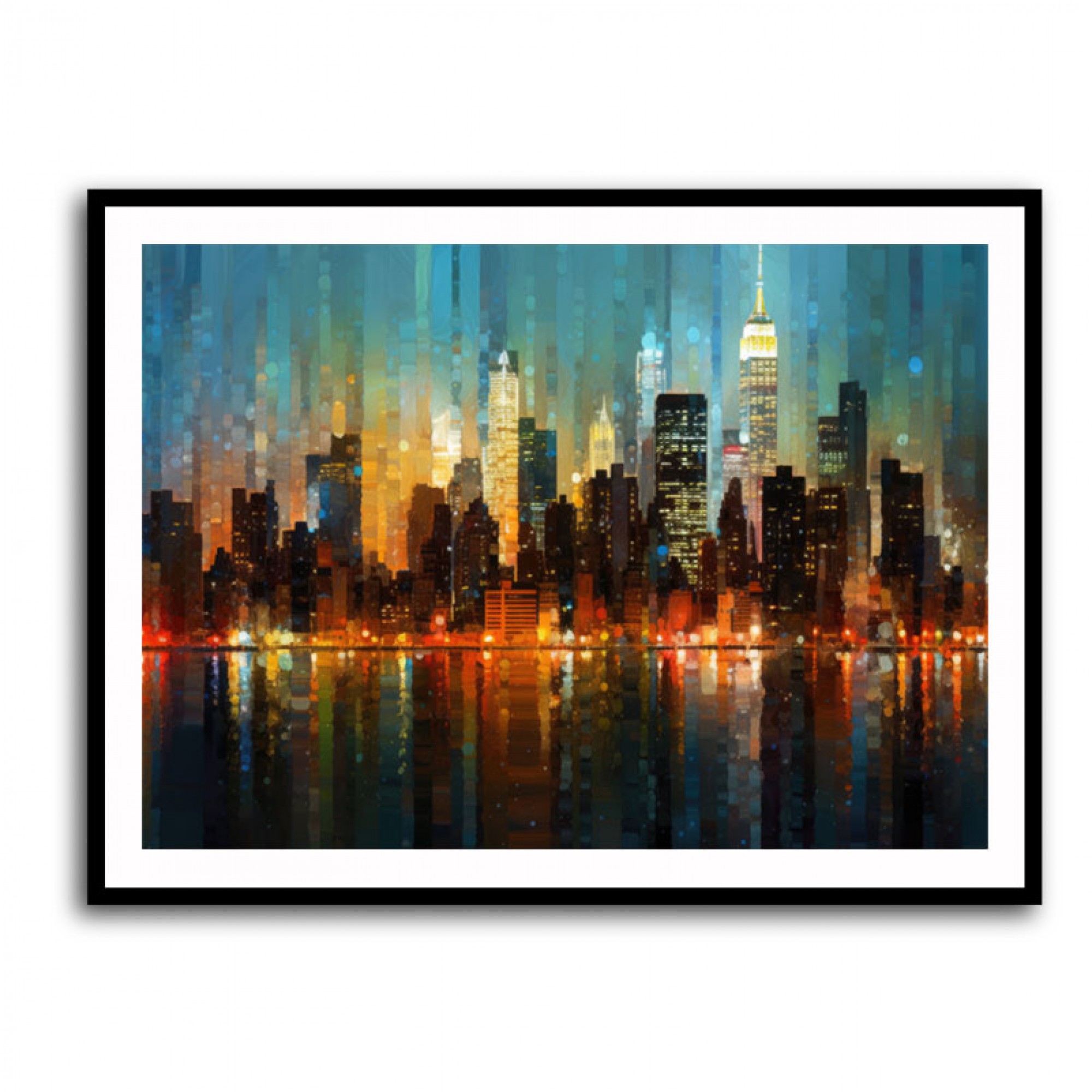 Abstract City Night Skyline Wall Art