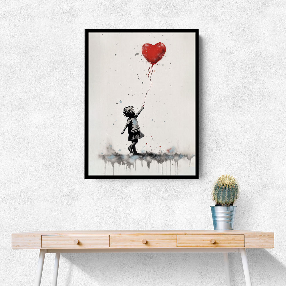 Girl With a Street Red Balloon Art