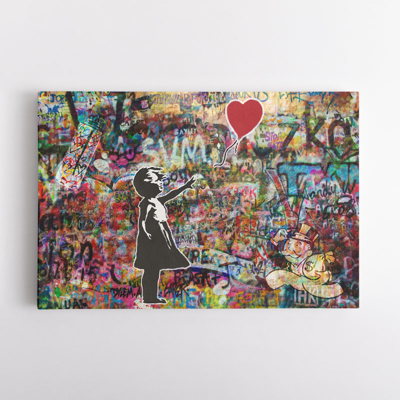 Girl with a Art Wall Balloon Graffiti