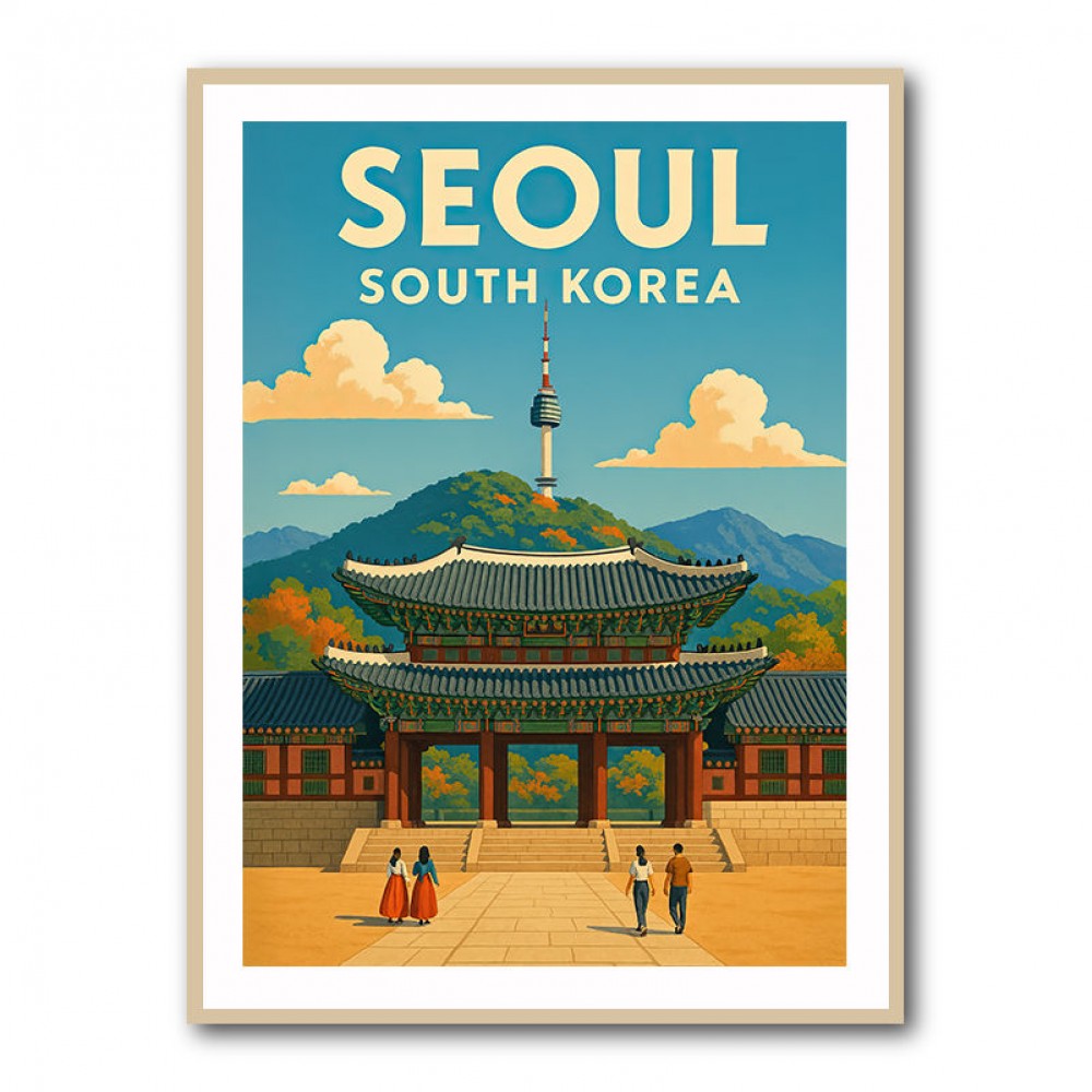 Seoul South Korea Travel Poster 1 Wall Art