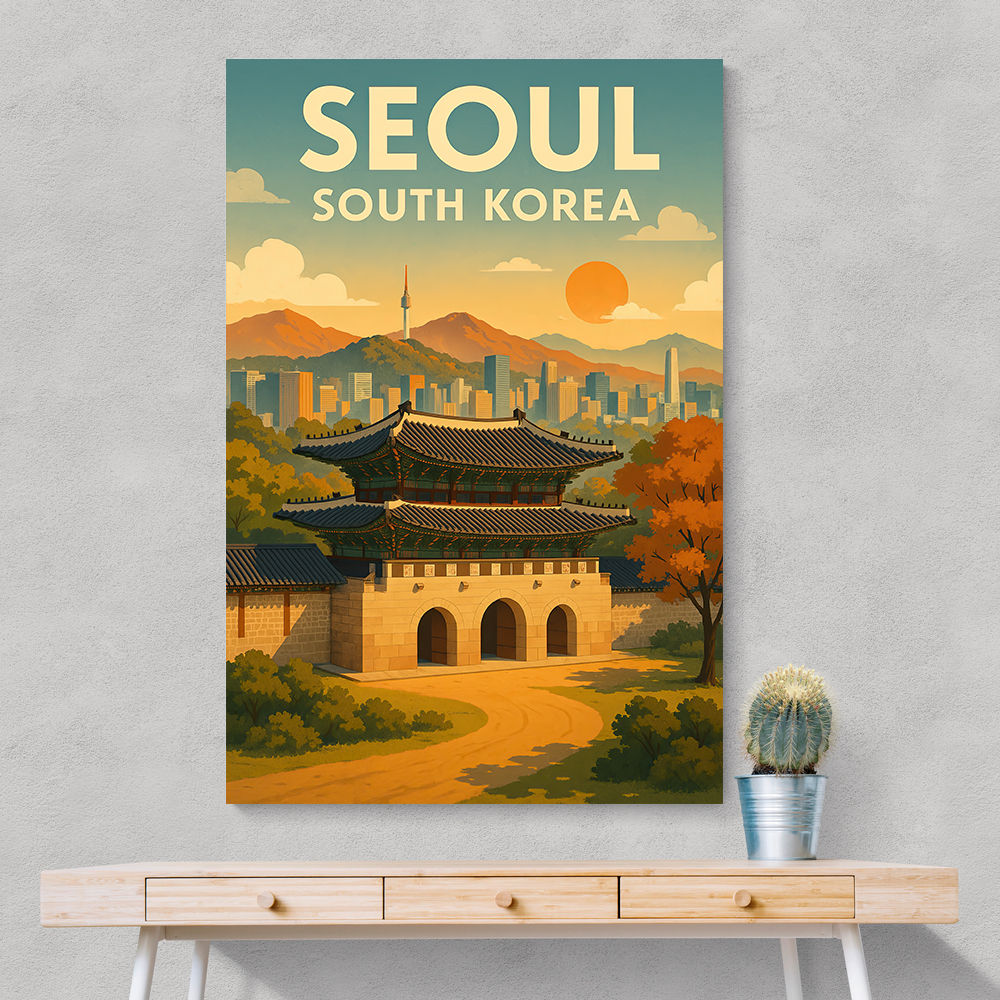 Seoul South Korea Travel Poster Wall Art