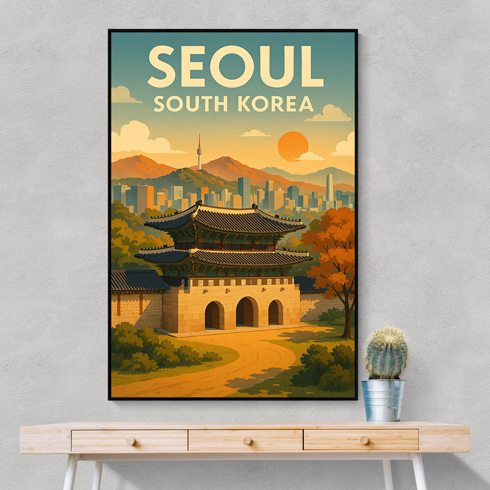 Seoul South Korea Travel Poster Wall Art