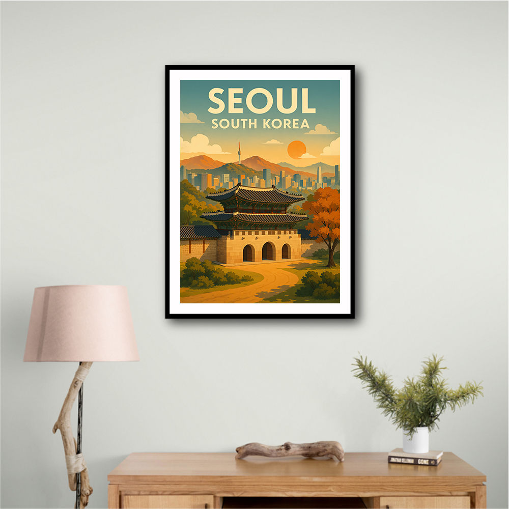 Seoul South Korea Travel Poster Wall Art