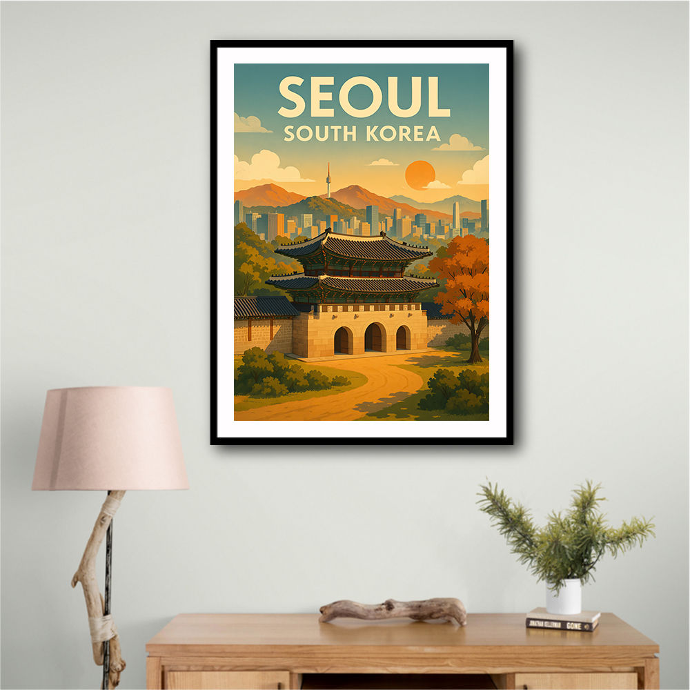 Seoul South Korea Travel Poster Wall Art