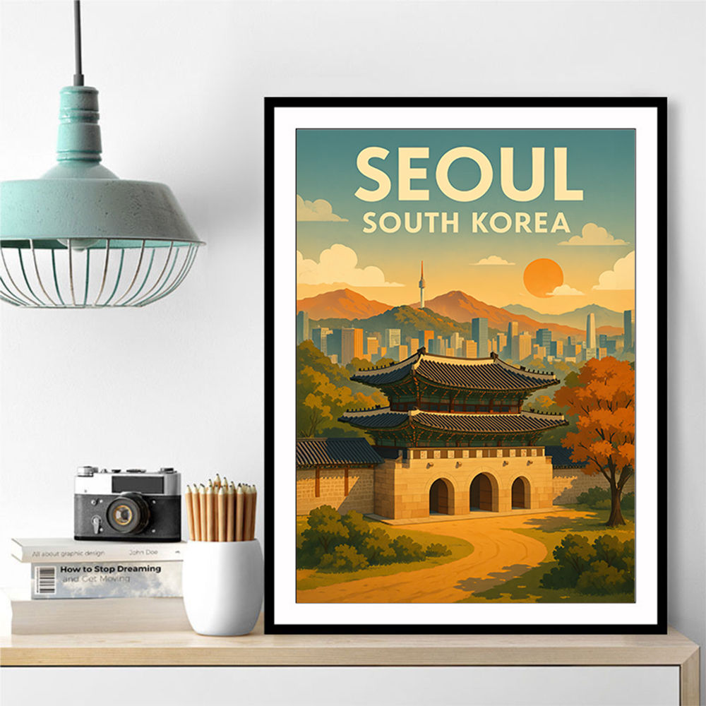 Seoul South Korea Travel Poster Wall Art
