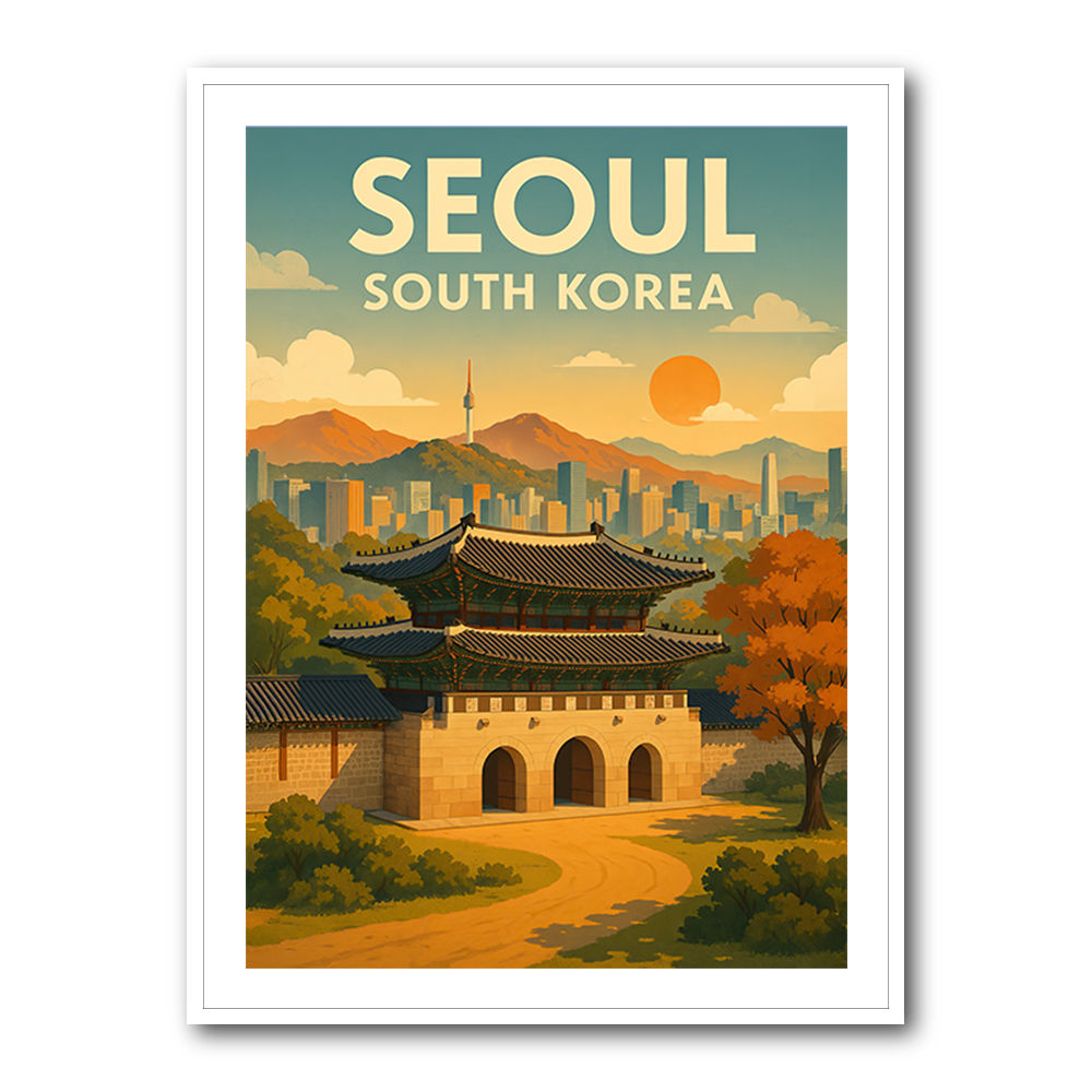 Seoul South Korea Travel Poster Wall Art