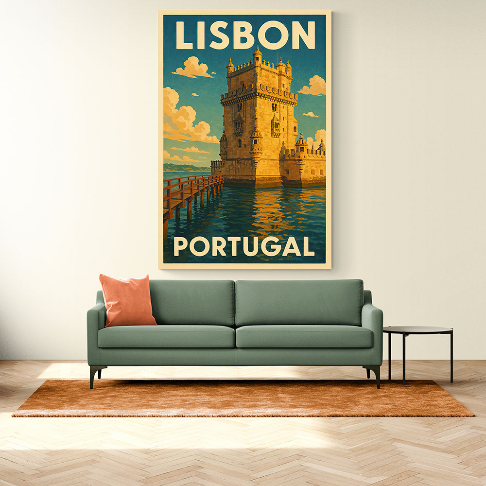 Belém Tower Lisbon Travel Poster Wall Art
