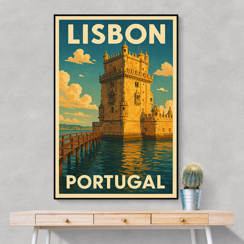 Belém Tower Lisbon Travel Poster Wall Art