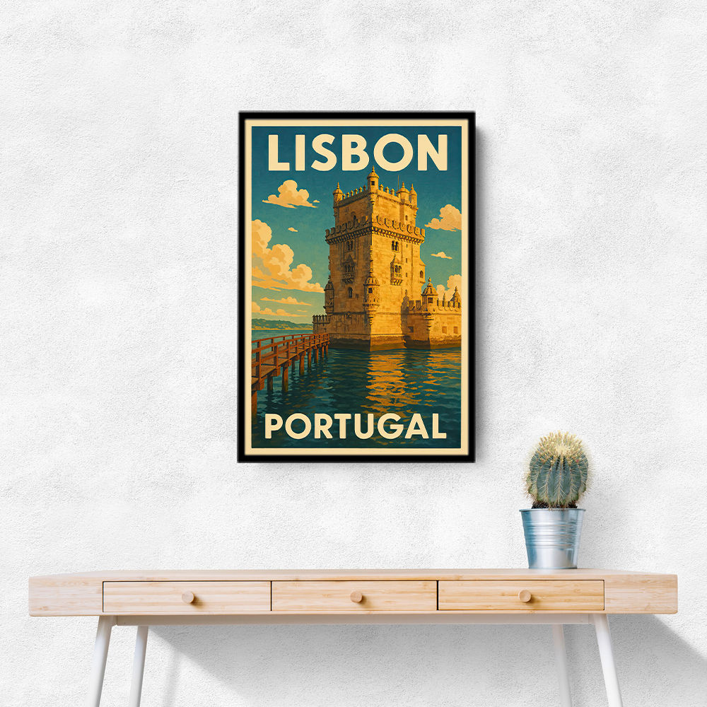Belém Tower Lisbon Travel Poster Wall Art