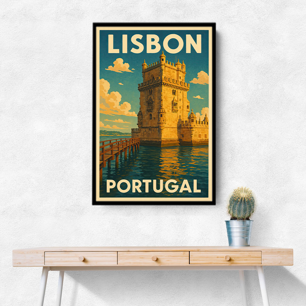 Belém Tower Lisbon Travel Poster Wall Art