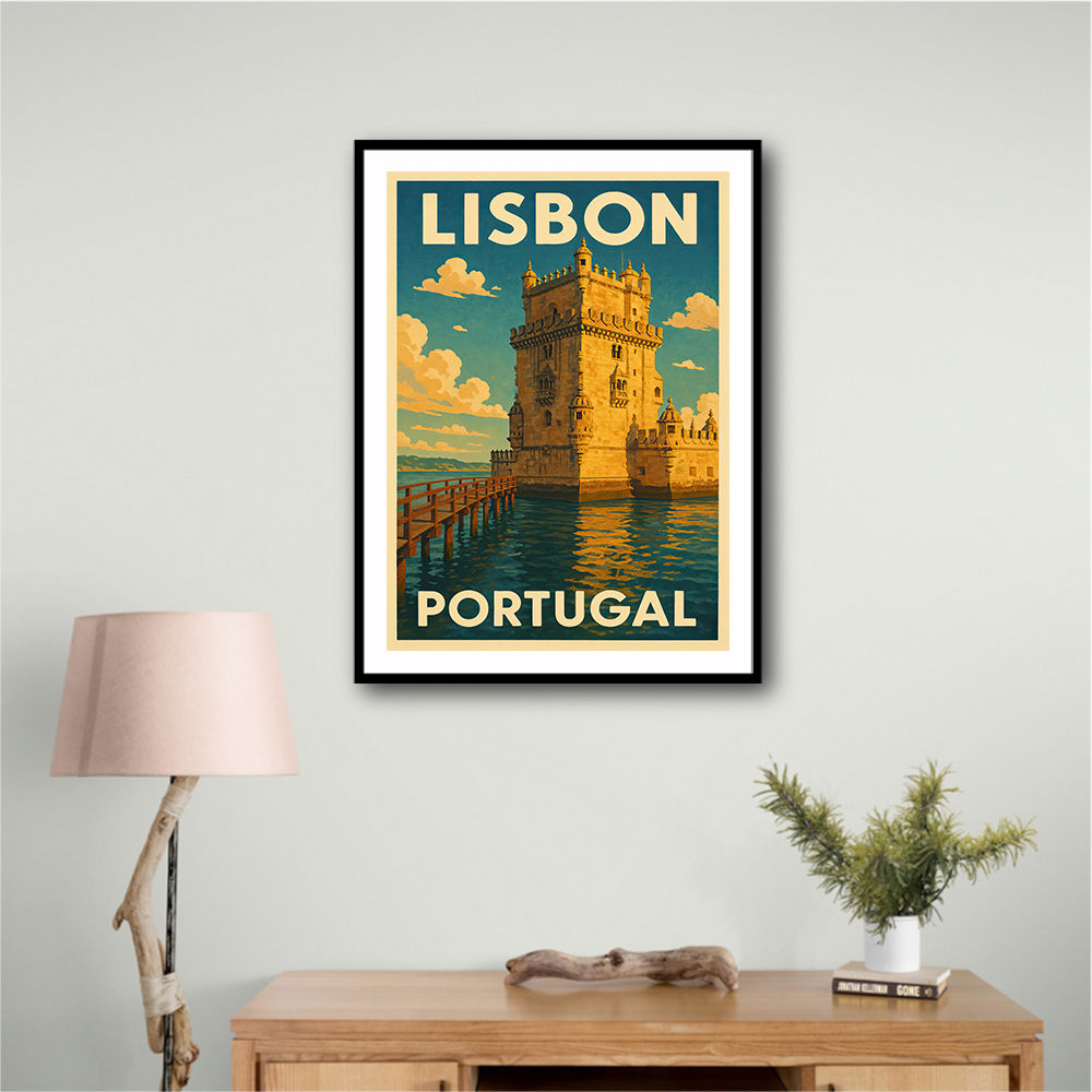 Belém Tower Lisbon Travel Poster Wall Art