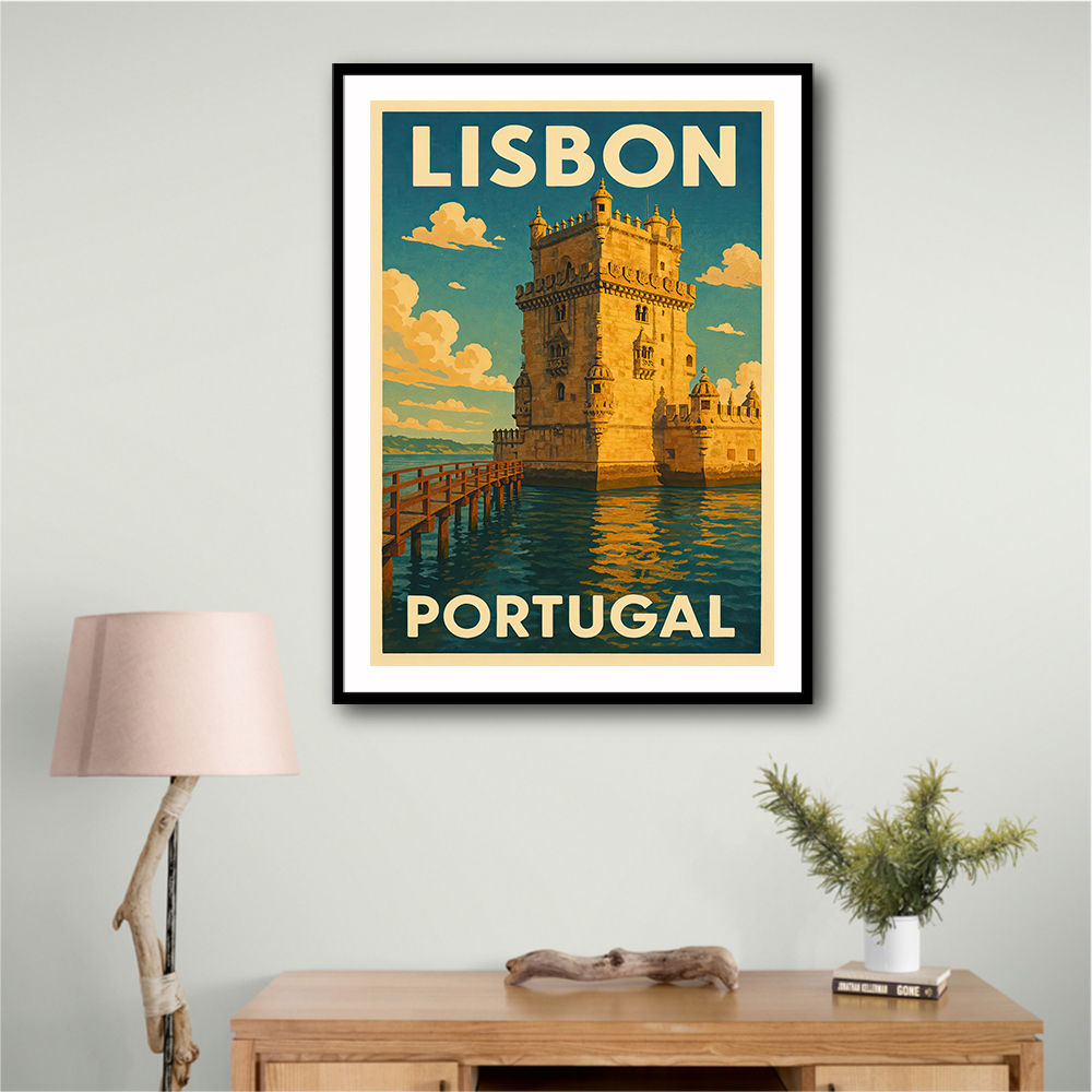 Belém Tower Lisbon Travel Poster Wall Art