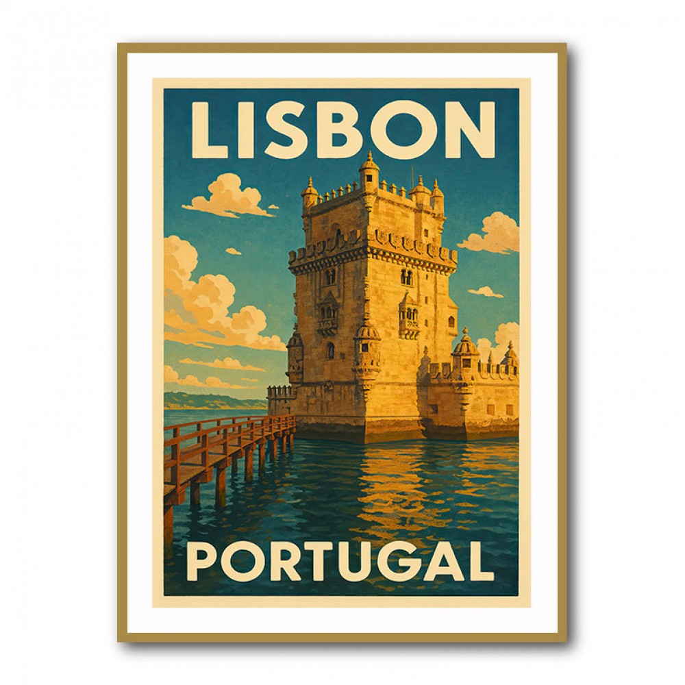 Belém Tower Lisbon Travel Poster Wall Art
