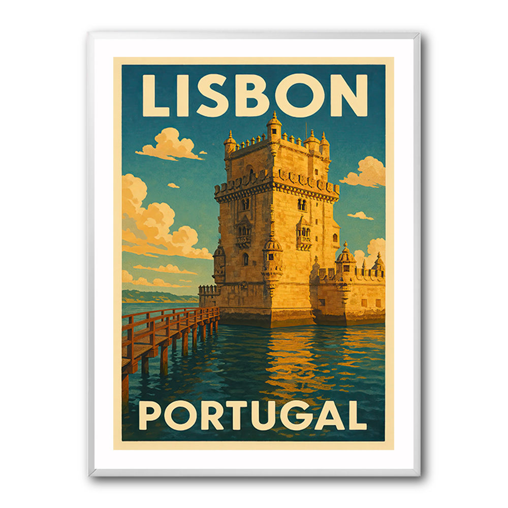 Belém Tower Lisbon Travel Poster Wall Art