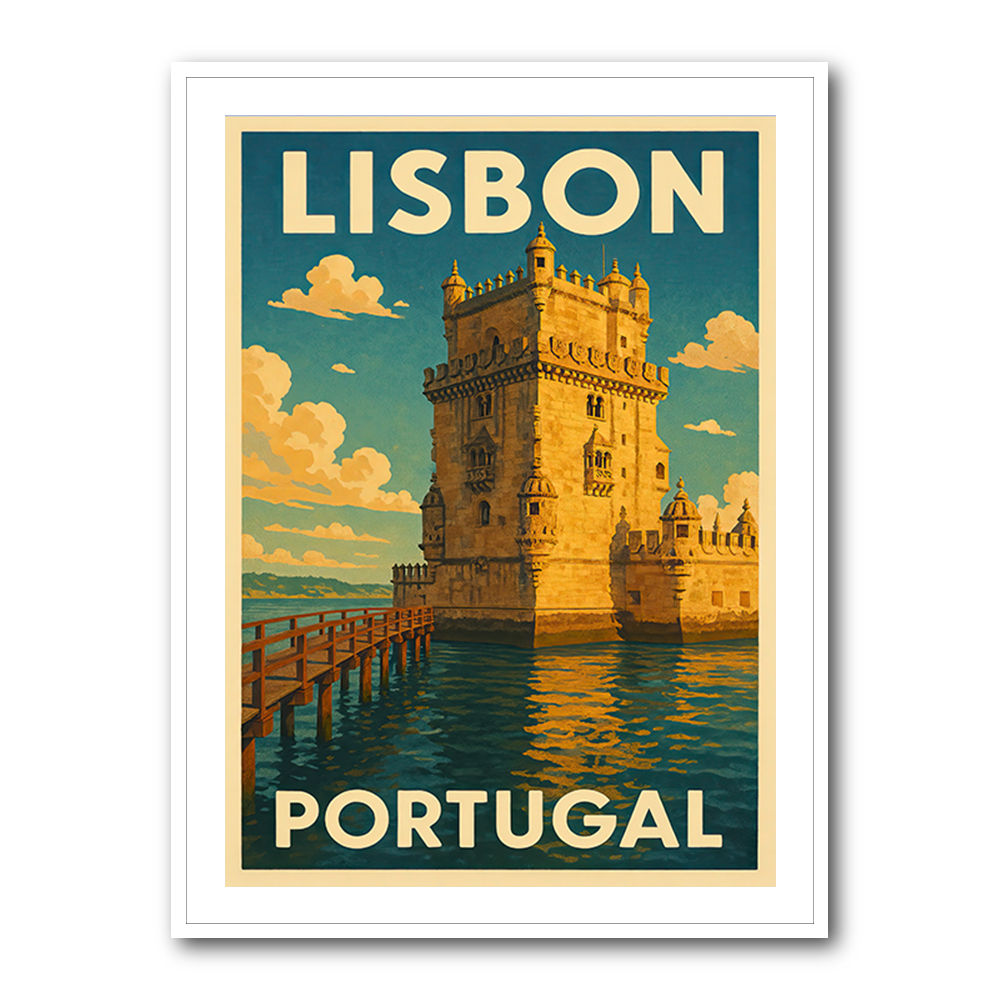 Belém Tower Lisbon Travel Poster Wall Art