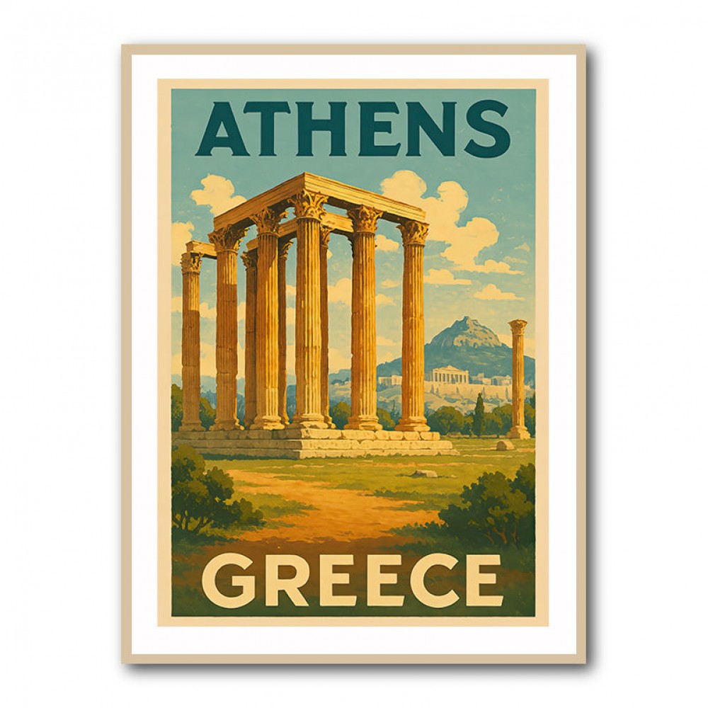 Olympian Zeus Greece Travel Poster 1 Wall Art