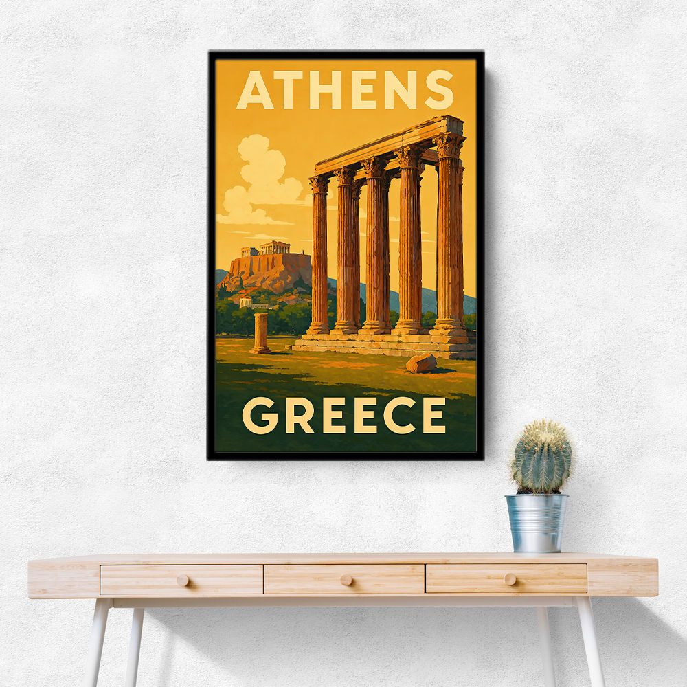 Olympian Zeus Greece Travel Poster Wall Art