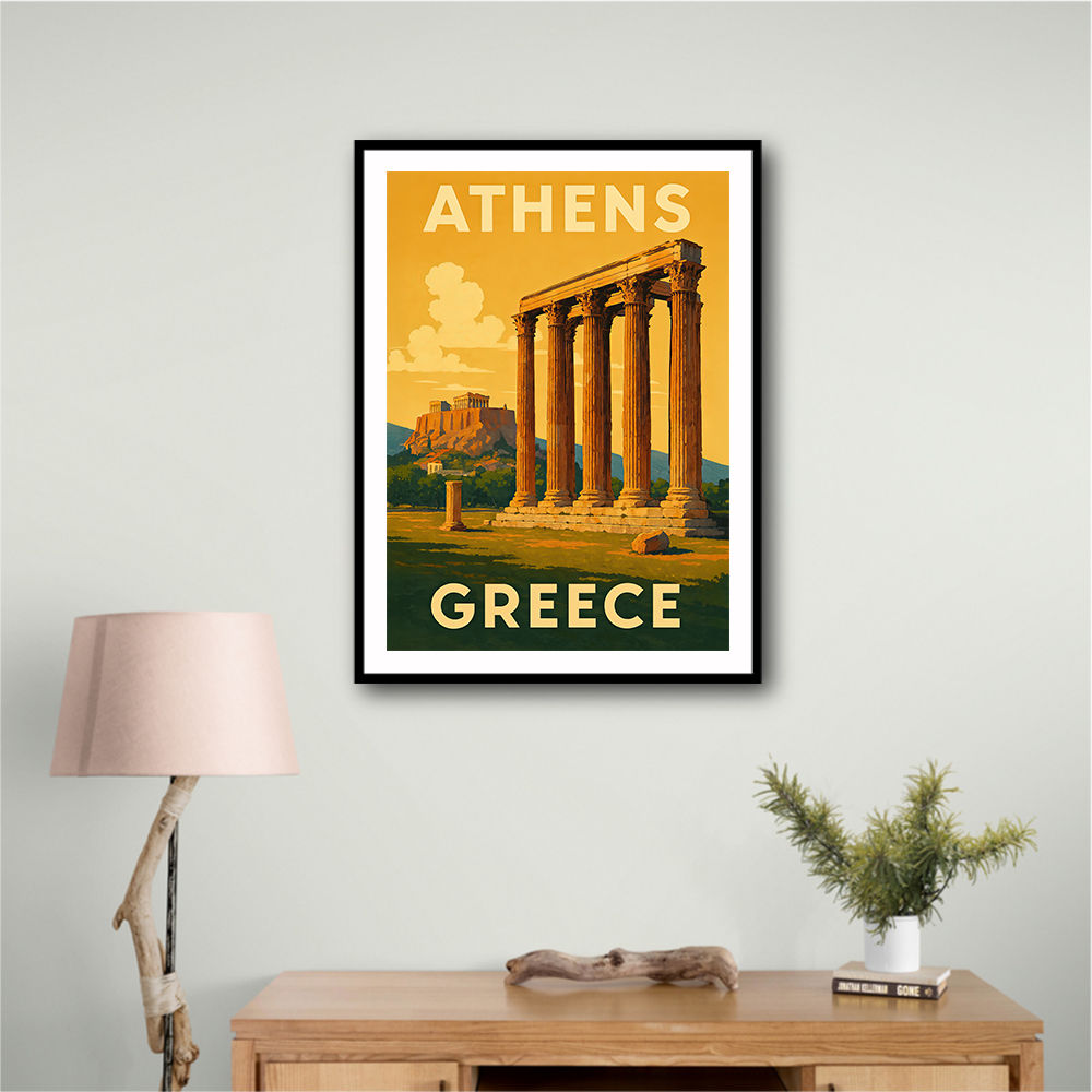 Olympian Zeus Greece Travel Poster Wall Art