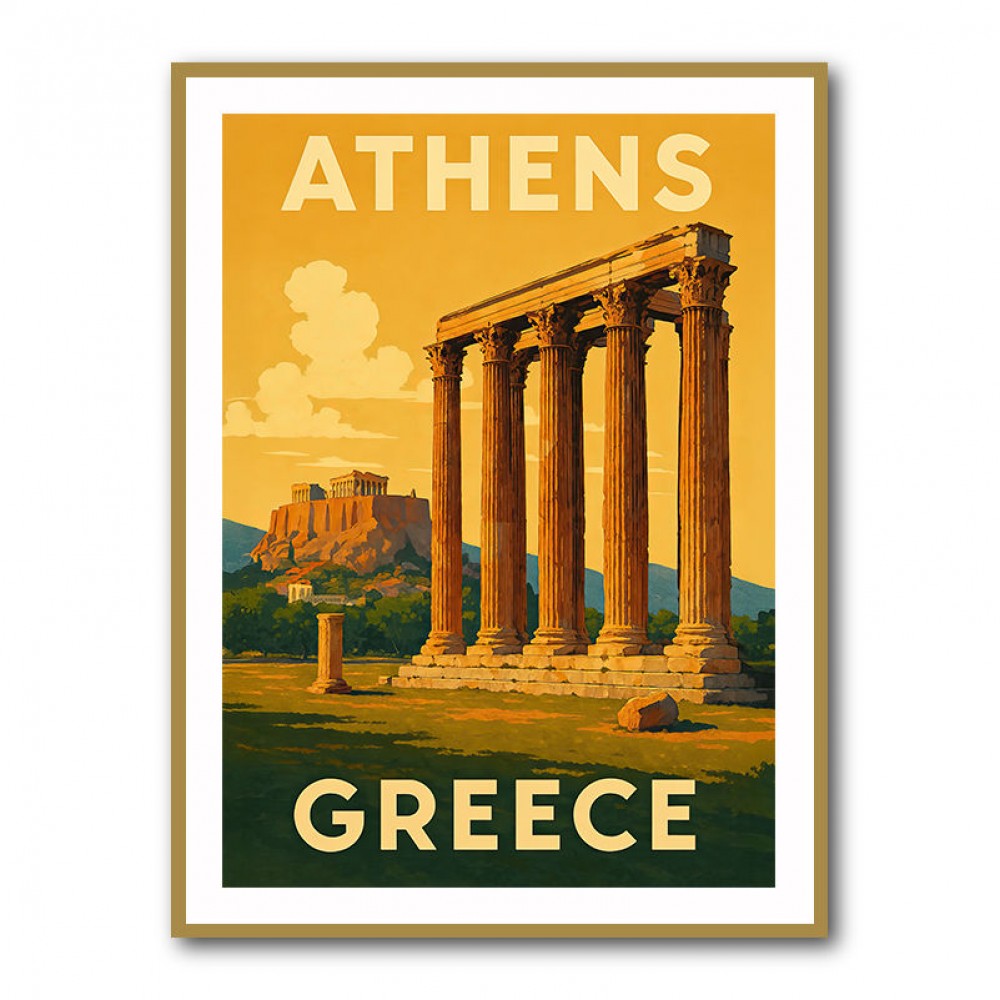 Olympian Zeus Greece Travel Poster Wall Art