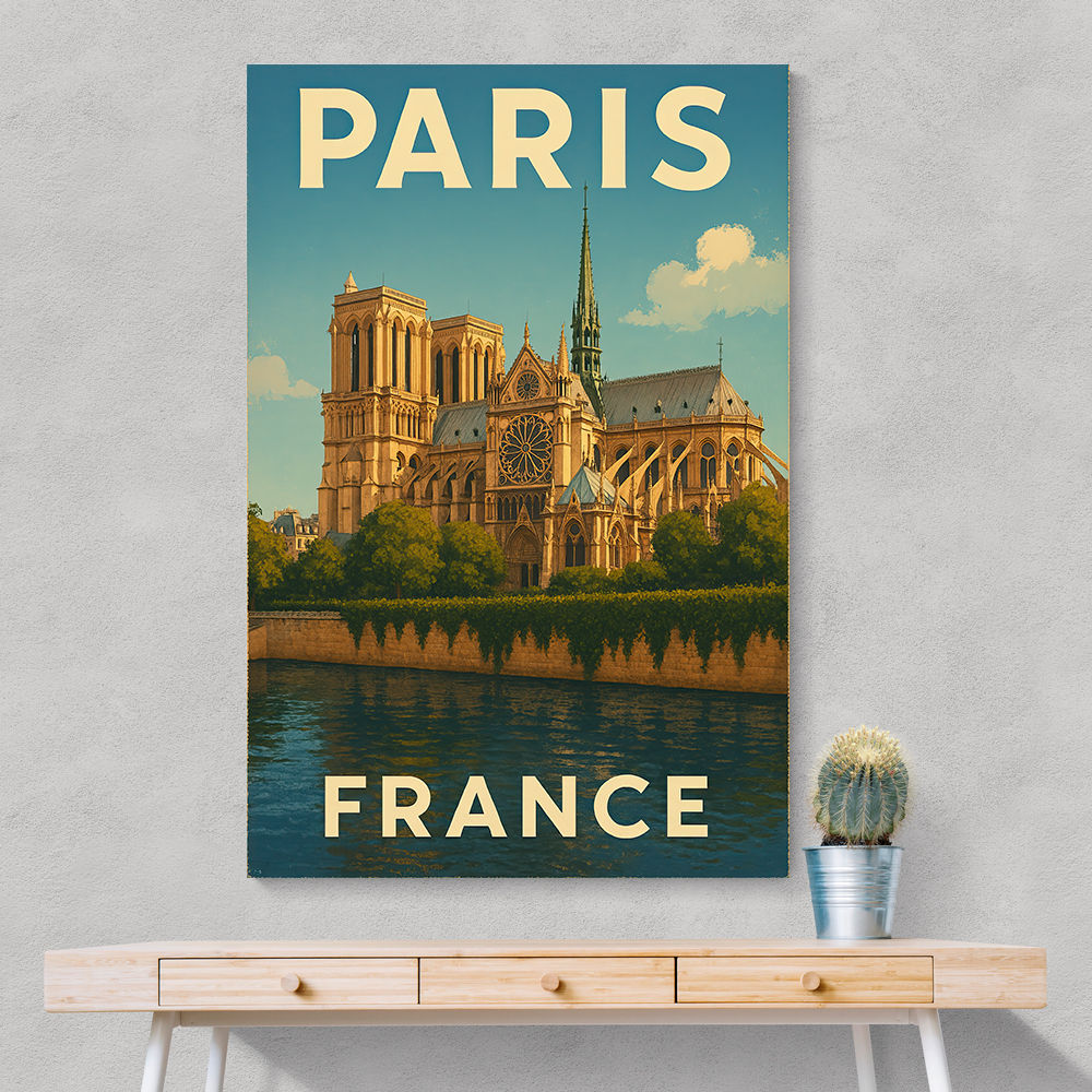 Paris Notre-Dame Cathedral Travel Poster 1 Wall Art