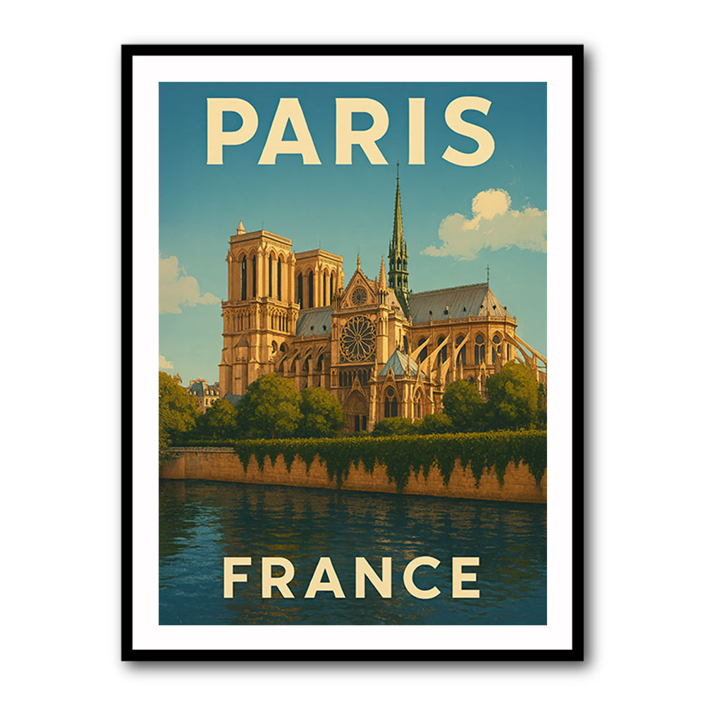 Paris Notre-Dame Cathedral Travel Poster 1 Wall Art