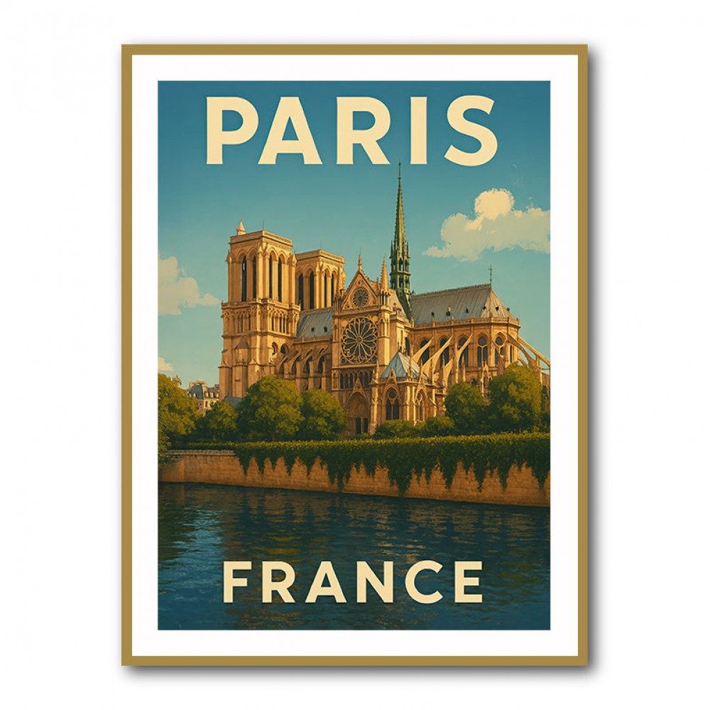 Paris Notre-Dame Cathedral Travel Poster 1 Wall Art