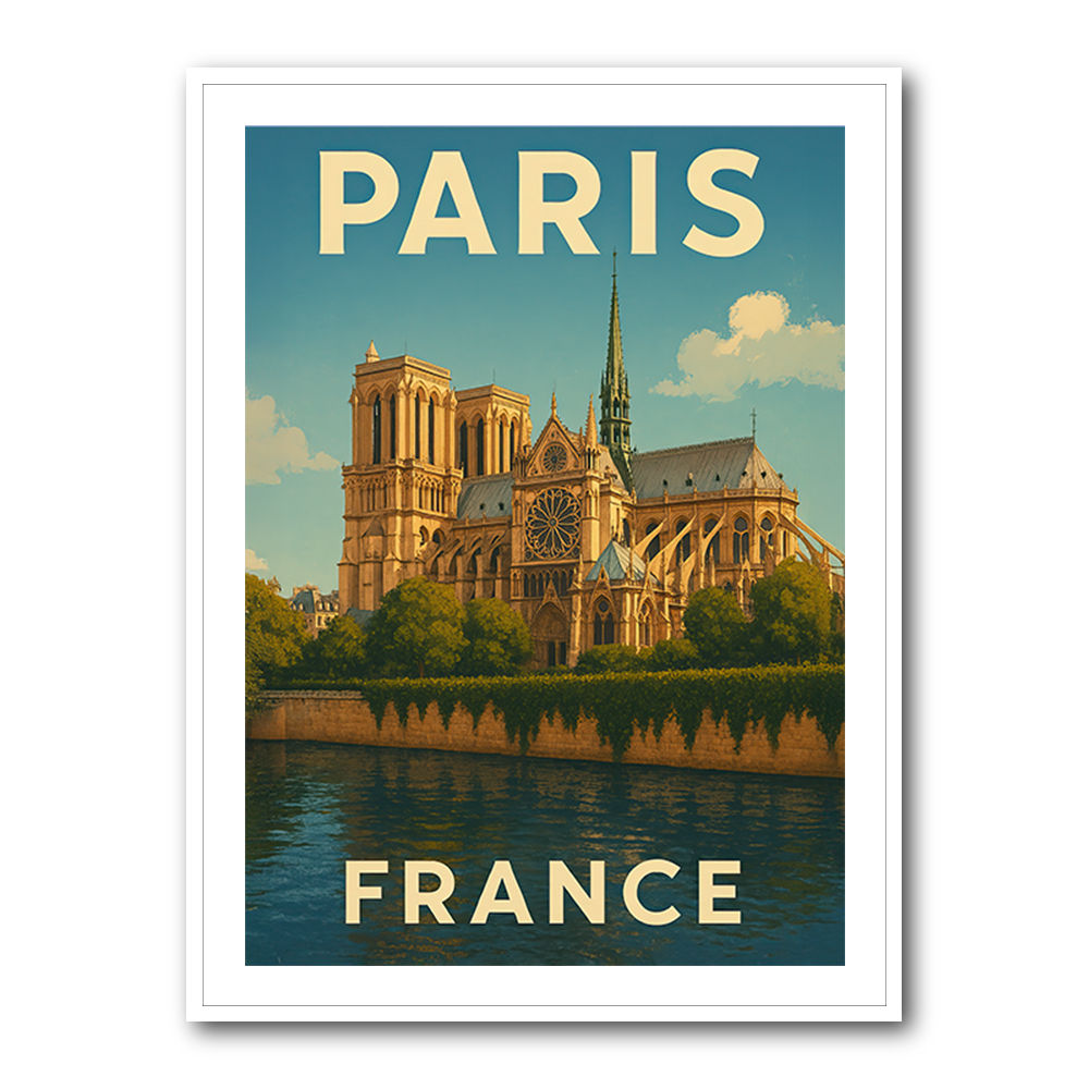Paris Notre-Dame Cathedral Travel Poster 1 Wall Art