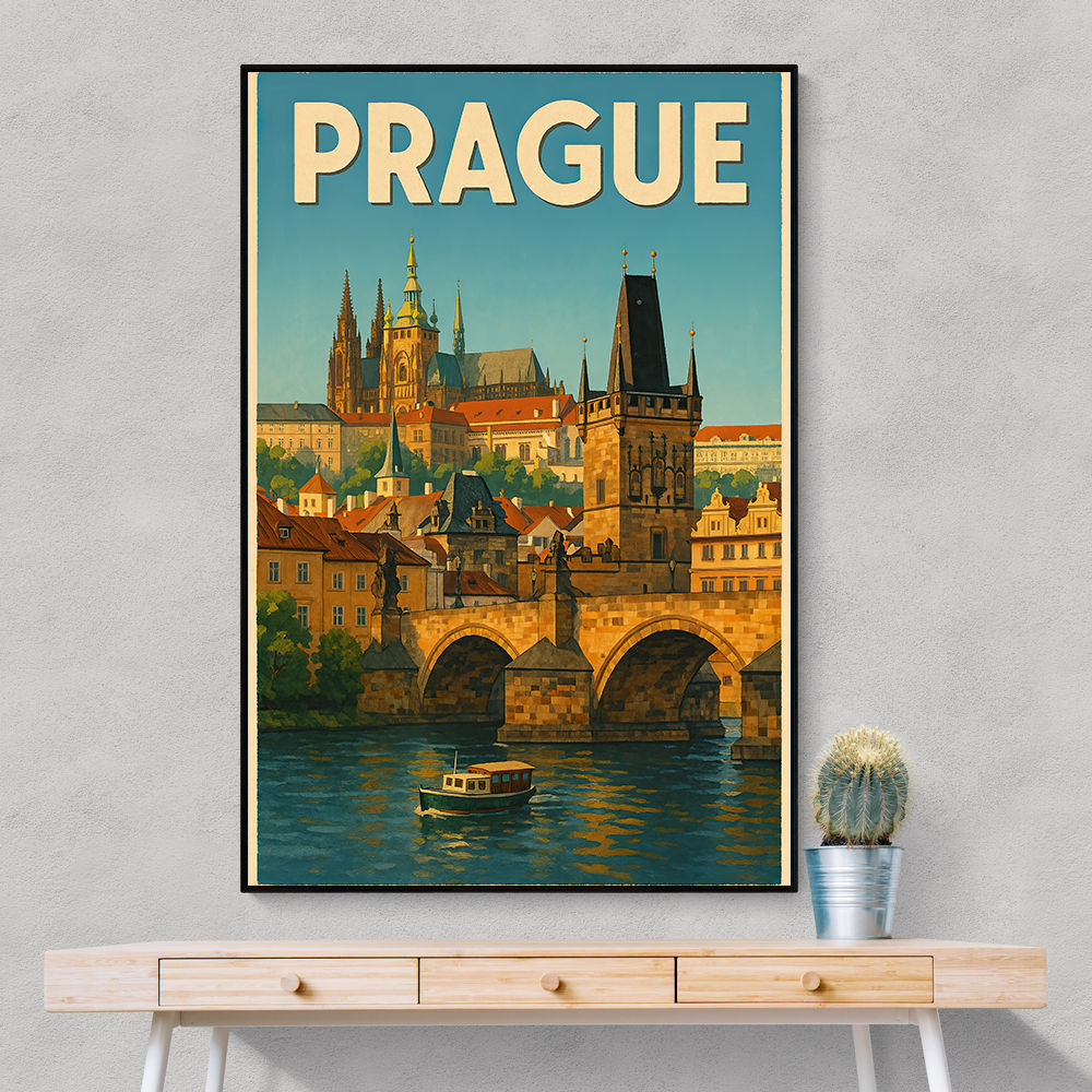 Prague Travel Poster 2 Wall Art