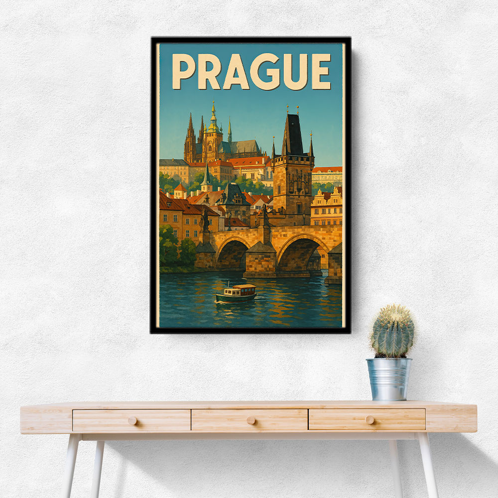 Prague Travel Poster 2 Wall Art