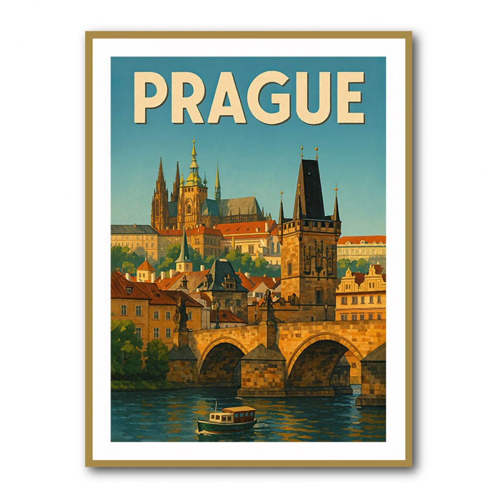 Prague Travel Poster 2 Wall Art