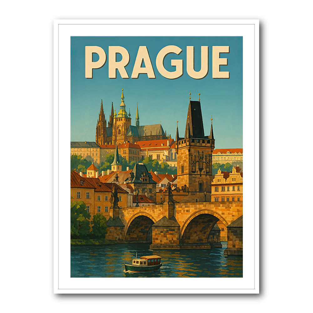Prague Travel Poster 2 Wall Art