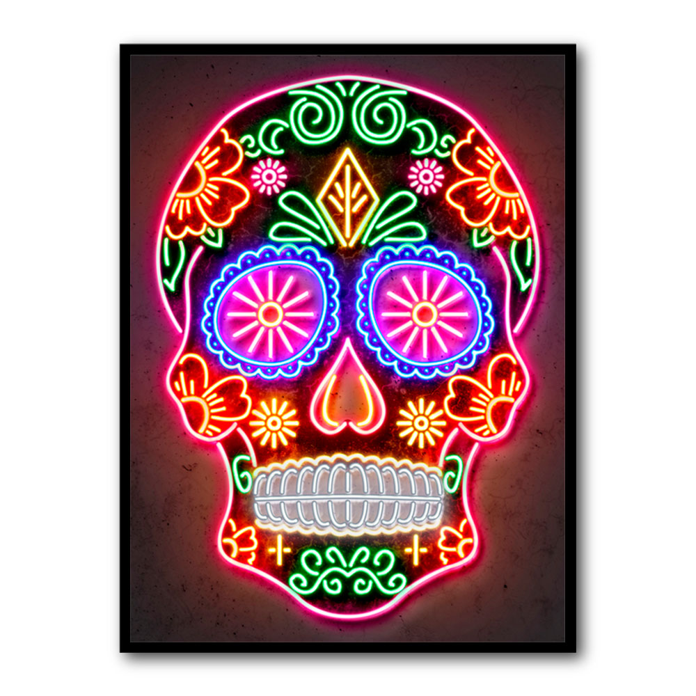 Premium Photo  Sale with skull and neon decorations for the day of the dead